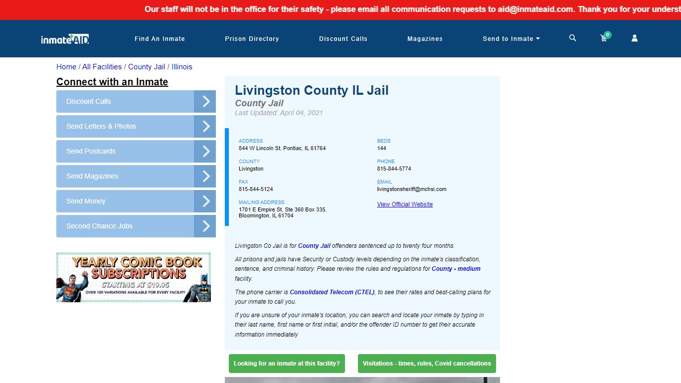 Livingston County IL Jail - Inmate Locator - Pontiac, IL